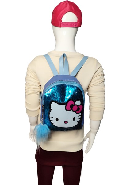 Urz Kids Hello Kitty Temalı Mini Sırt Çantası Kreş Çanta Ana Okul Çantası Pullu Işıklı Çanta