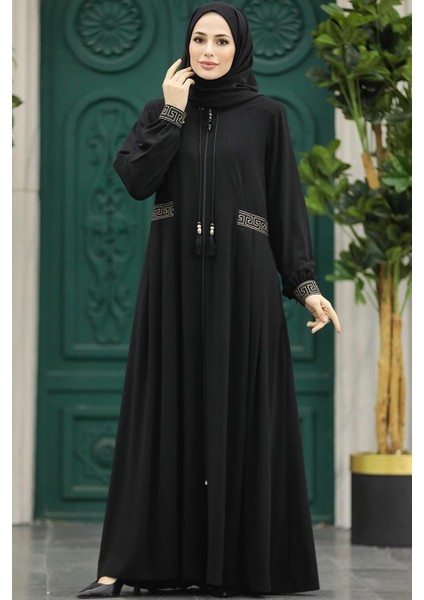 Pile Detaylı Siyah Tesettür Ferace 45271S fiyatları