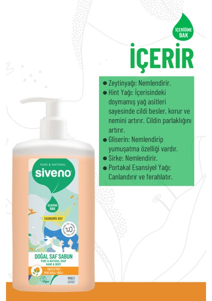 %100 Doğal Sıvı Kastil Sabun Portakal Yağlı Yoğun Nemlendirici Arındırıcı Bitkisel Vegan 1000 ml