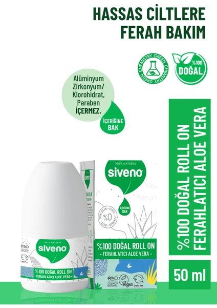 %100 Doğal Roll-On Aloe Vera Deodorant Bitkisel Lekesiz Vegan 50 ml