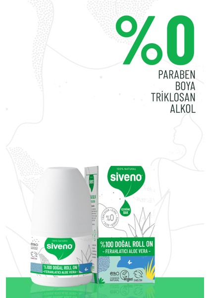 %100 Doğal Roll-On Aloe Vera Deodorant Ter Kokusu Önleyici Bitkisel Lekesiz Vegan 50 ml