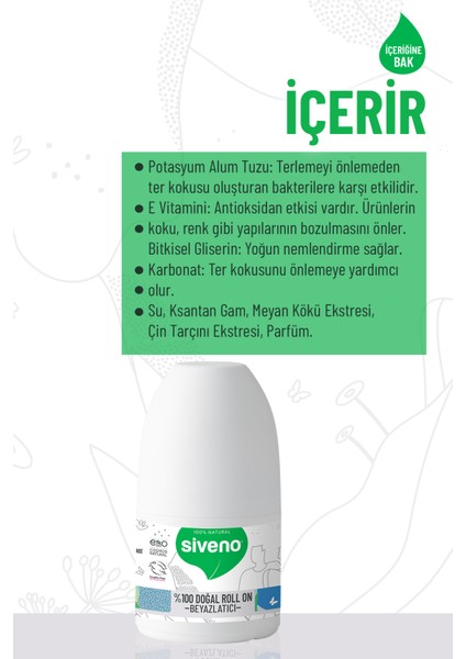 %100 Doğal Roll On Etkili Deodorant Bitkisel Lekesiz Vegan 50 ml