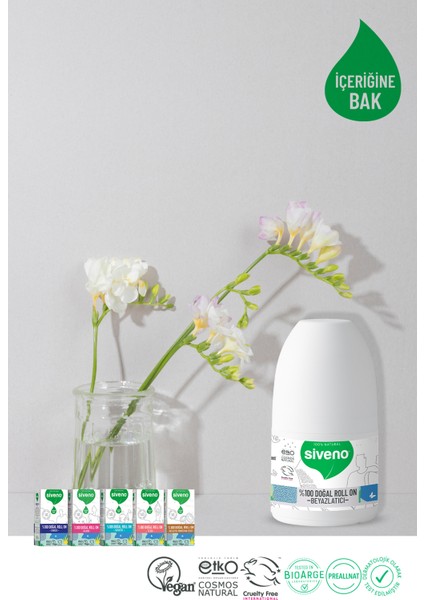 %100 Doğal Roll On Etkili Deodorant Bitkisel Lekesiz Vegan 50 ml