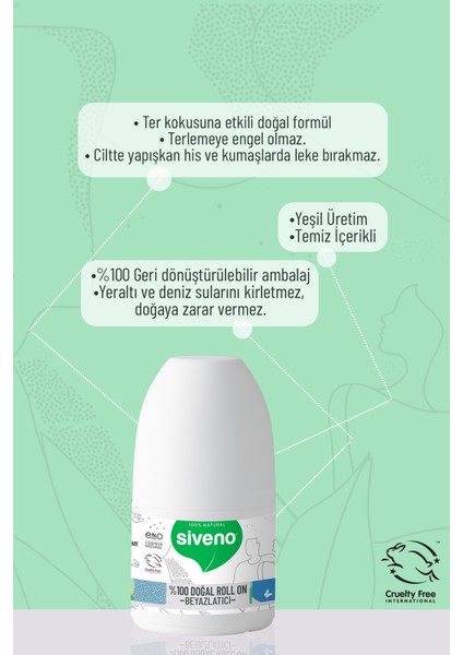 %100 Doğal Roll On Etkili Deodorant Bitkisel Lekesiz Vegan 50 ml