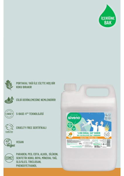 %100 Doğal Sıvı Kastil Sabun Portakal Yağlı Tazeleyici Nemlendirici Bitkisel Vegan 5000 ml indirimleri