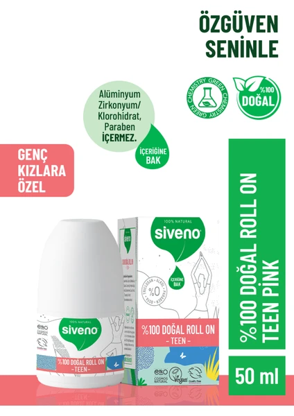 %100 Doğal Roll On Teen Girl Genç Kız Deodorant Bitkisel Lekesiz Vegan 50 ml