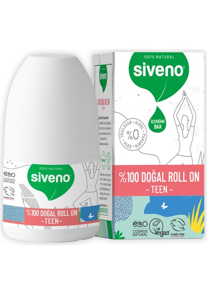 %100 Doğal Roll On Teen Girl Genç Kız Deodorant Bitkisel Lekesiz Vegan 50 ml