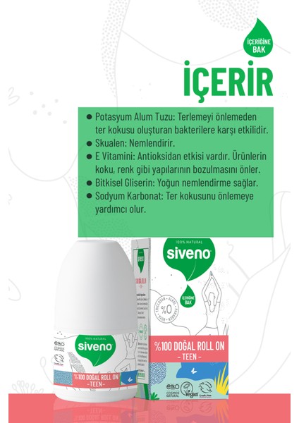 %100 Doğal Roll On Teen Girl Genç Kız Deodorant Bitkisel Lekesiz Vegan 50 ml