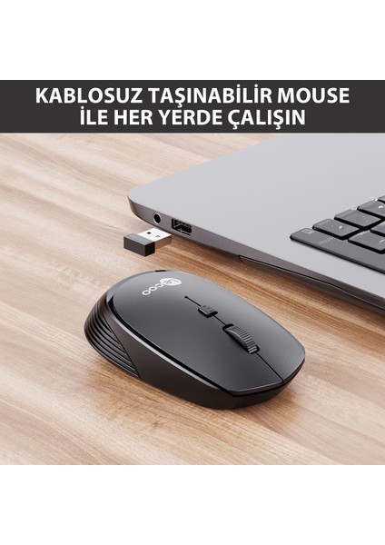 WS202 Kablosuz 1200DPI 4 Tuşlu Optik Mouse Pembe