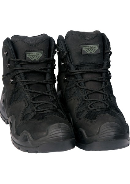 BLK-2047 Nubuk Deri Waterproof Astar Arazi ve Askeri Bot Siyah Rengi Yarım Boy