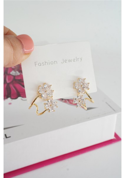 Kadın Vip Seri Baget Zirkon Taşlı 925 Ayar Gümüş Klipsli Küpe Seti