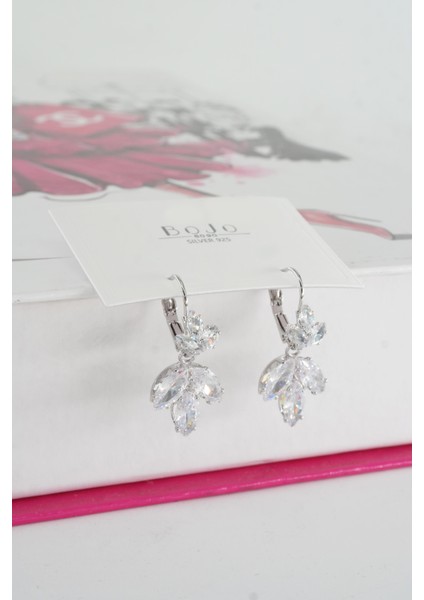 Kadın Vip Seri Baget Zirkon Taşlı 925 Ayar Gümüş Klipsli Küpe Seti