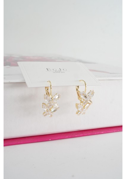 Kadın Vip Seri Baget Zirkon Taşlı 925 Ayar Gümüş Klipsli Küpe Seti modelleri