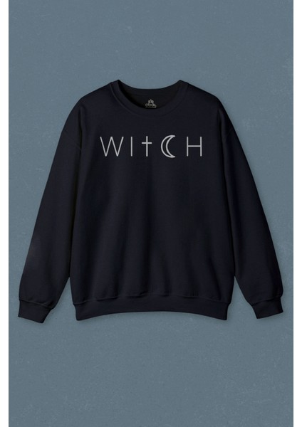Lacivert Sweatshirt Witch Cadı Haç Hilal Din Ateizm Baskılı Unisex Sweat