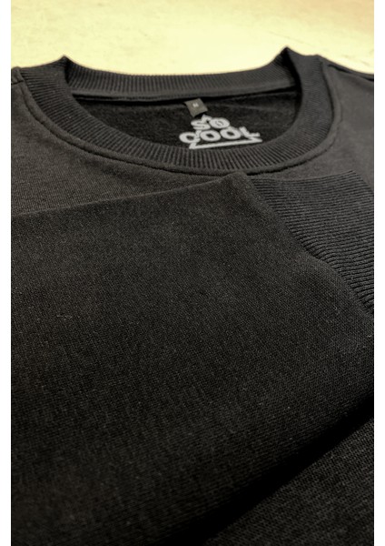 Siyah Bisiklet Yaka Basic Unisex Erkek Sweatshirt Kadın Sweat fiyatları