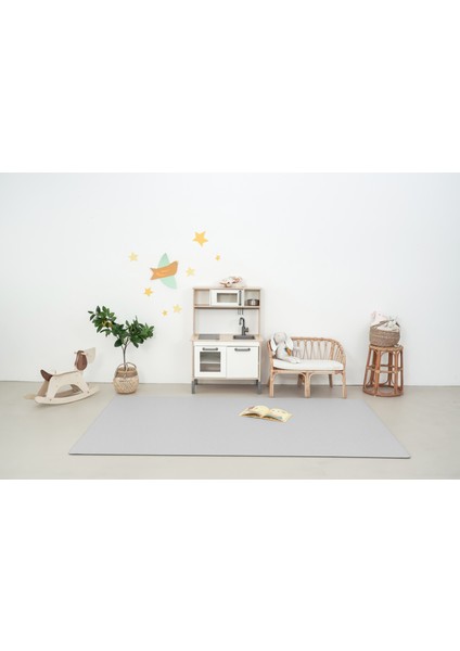 [Linen Gray] Su geçirmez Bebek Oyun Matı / Antialerjik Çocuk Halısı 200X140 1.2cm