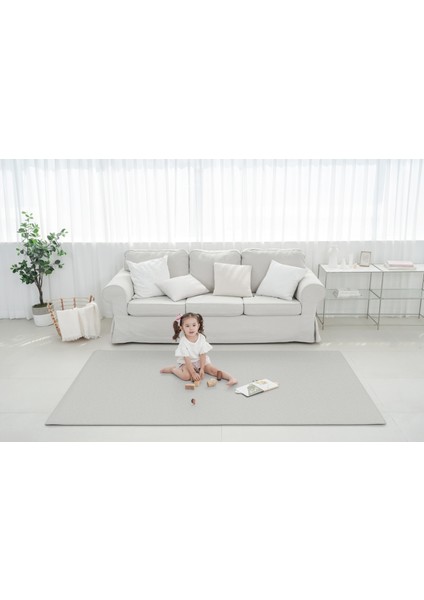 [Linen Gray] Su geçirmez Bebek Oyun Matı / Antialerjik Çocuk Halısı 200X140 1.2cm