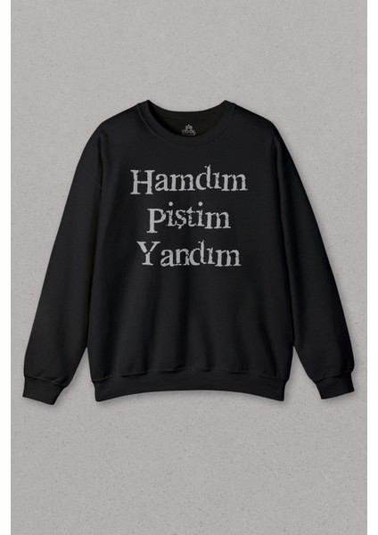 Unisex Sweatshirt Hamdım Piştim Yandım Mevlana Mesnevi Tasavvuf Baskılı Sweat