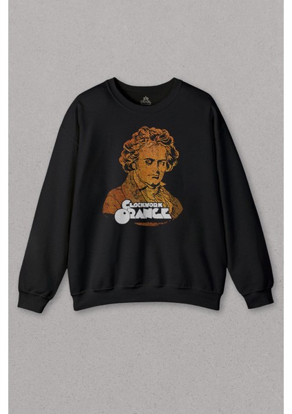 Unisex Sweatshirt Clockwork Orange Otomatik Portakal Kitap Film Siyah Baskılı Sweat