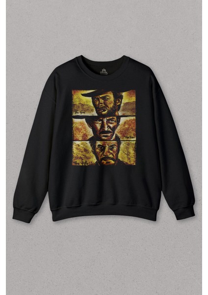 Unisex Sweatshirt Iyi Kötü Çirkin Sinema Filmi The Good Bad Ugly Baskılı Sweat
