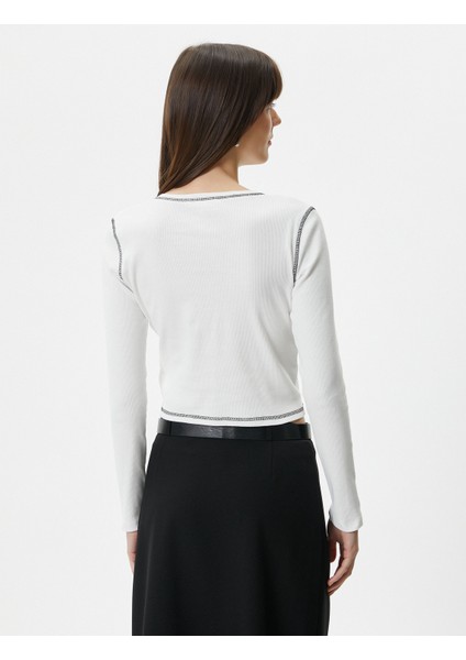 Baskılı Tişört Uzun Kollu Bisiklet Yaka Slim Fit