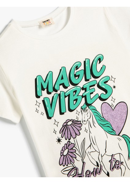 Unicorn Tişört Kısa Kollu Bisiklet Yaka Pamuklu modelleri