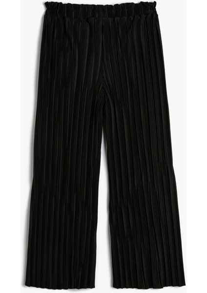 Bol Paça Pantolon Beli Lastikli Dokulu