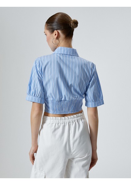 Crop Balon Kol Gömlek Slim Fit Pamuklu