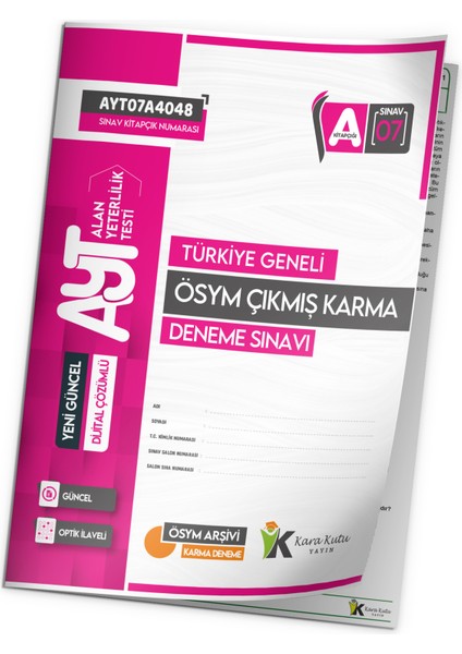 2024 AYT ÖSYM Tüm Arşivi Karma Kara Kutu Çıkmış Soru Türkiye Geneli Dijital Çözümlü Deneme 10/7. Kitapçık