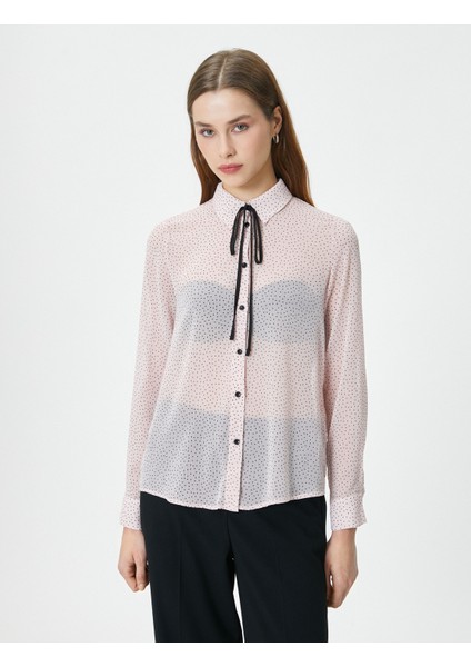 Puantiyeli Gömlek Uzun Kollu Düğmeli Yaka Detaylı modelleri