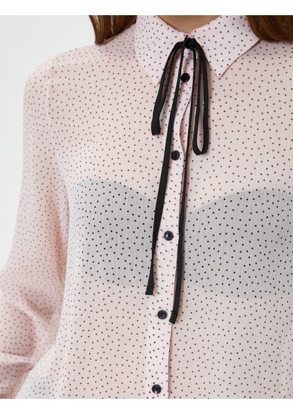 Puantiyeli Gömlek Uzun Kollu Düğmeli Yaka Detaylı indirimleri