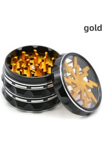 63MM Geometrik Tasarım Metal Öğütücü - Altın (Yurt Dışından)