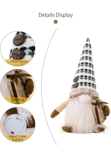 Işıklar ile Ev Dekorasyon Süsleme Kahve Çekirdeği Gnome Yüzü Olmayan Bebek Süsleme Parlayan Gnome Heykelcik B (Yurt Dışından)