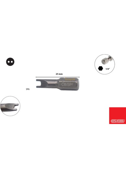 06X25 mm Spanner U Tip Bits Uç CB/SP06