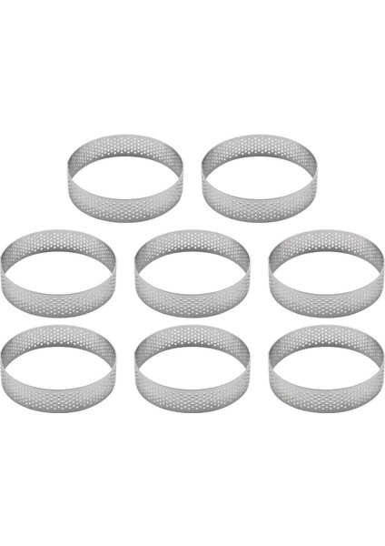 8 Adet Paslanmaz Çelik Tart Halkası, Isıya Dayanıklı Delikli Kek Mus Halkası Yuvarlak Çift Haddelenmiş Tart Halkası Metal Kalıp 8 cm (Yurt Dışından)