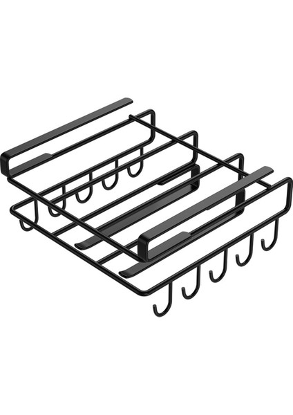 Paslanmaz Çelik Mutfak Eşyası Rafları Tencere Depolama Rafı Dolap Altında Mutfak Eşyası Rafları 10 Kanca ile (Yurt Dışından)