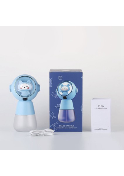 320ML Otomatik Köpük Sabunluklar Spaceman Banyo Akıllı Yıkama El Makinesi, Tip-C Şarjlı Yüksek Kaliteli Mavi (Yurt Dışından)