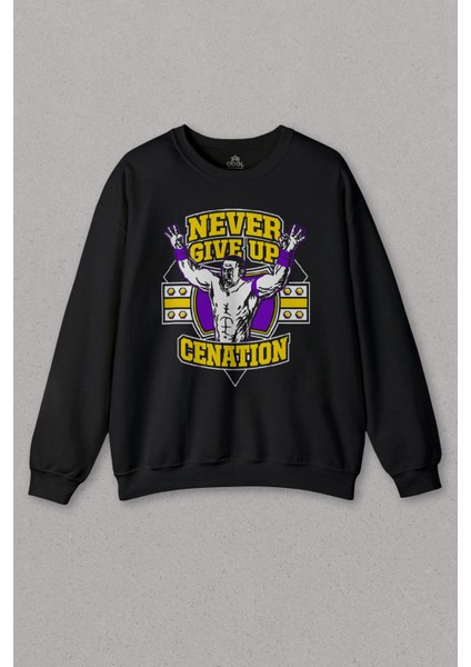 Unisex Sweatshirt John Cena You Me Never Give Up Cenation Asla Pes Etme Baskılı Sweat