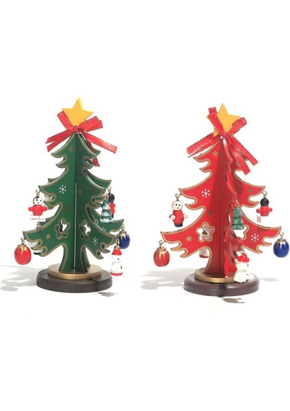 2pcs Noel Süslemeleri Küçük Yılbaşı Ağacı Süsleri Ahşap Mini Yılbaşı Ağacı Masa Süslemeleri (Yurt Dışından) fiyatları