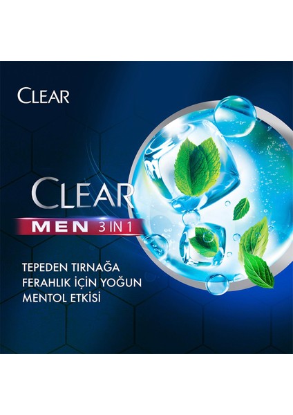 Men 3 In 1 Şampuan & Duş Jeli Ferahlatıcı Mentol Etkisi Saç Yüz Vücut Için 350 Ml X3 Adet