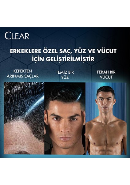 Men 3 In 1 Şampuan & Duş Jeli Ferahlatıcı Mentol Etkisi Saç Yüz Vücut Için 350 Ml X3 Adet