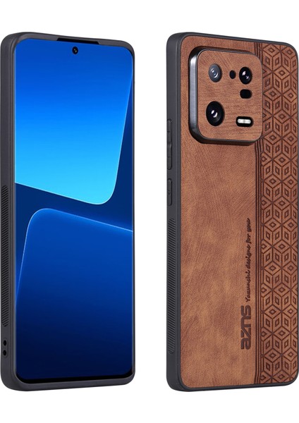 Xiaomi 13 Pro 5g Şok Geçirmez Pu Deri+Tpu Telefon Kapağı Baskılı Desen Anti-Çizelge Cep Telefon Kılıfı-Kahverengi (Yurt Dışından)