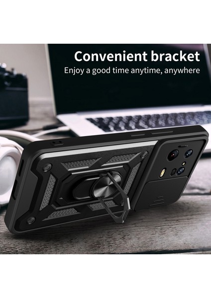 Xiaomi 13 Pro 5g Ring Tutucu Kickstand Telefon Kılıfı Pc+Tpu Slayt Kamera Koruyucu Arka Kapak-Altın (Yurt Dışından)