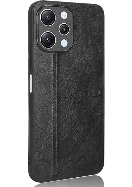 Xiaomi Redmi 12 4g Için Telefon Kapağı Dikiş Hattı Damla Kanıtı Pu Deri Kaplamalı Pc+Tpu Geri Kılıf-Siyah (Yurt Dışından)