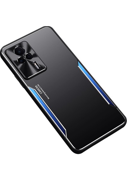 Xiaomi Redmi K60E Için 5g Çizgiye Karşı Çizgiye Karşı Kılıf Kılıfı Alüminyum Alaşım+Tpu Cep Telefonu Kapağı-Mavi (Yurt Dışından)