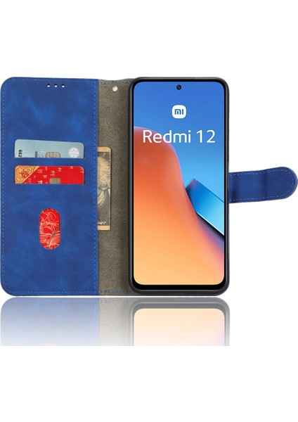 Xiaomi Için Pu Deri Telefon Kapağı Redmi 12 4g Cep Telefonu Kılıf Cilt Touch Stand Cüzdan Kabuğu-Mavi (Yurt Dışından) fiyatları