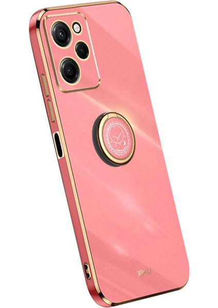 Xiaomi Redmi Için Note 12 Pro Speed ​​5g/poco X5 Pro 5g Yüzük Kickstand Telefon Kılıfı Elektrokaplama Altın Kenar Yumuşak Tpu Kapak-Kırmızı (Yurt Dışından)