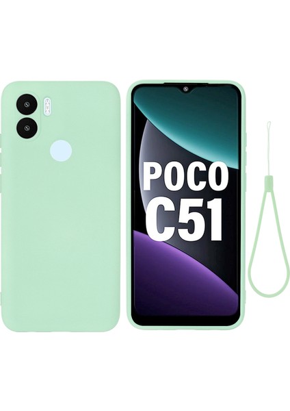 Xiaomi Için Poco C51 4g Yumuşak Astar Sıvı Silikon Telefon Kılıfı Damla Koruma Geri Kapak-Yeşil (Yurt Dışından)