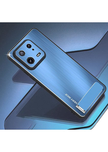 Xiaomi 13 Hibrid Zırh Kickstand Telefon Kasası Fırçalanmış Alüminyum Alaşım Tpu Çerçeve Kapağı-Mavi (Yurt Dışından) fiyatları