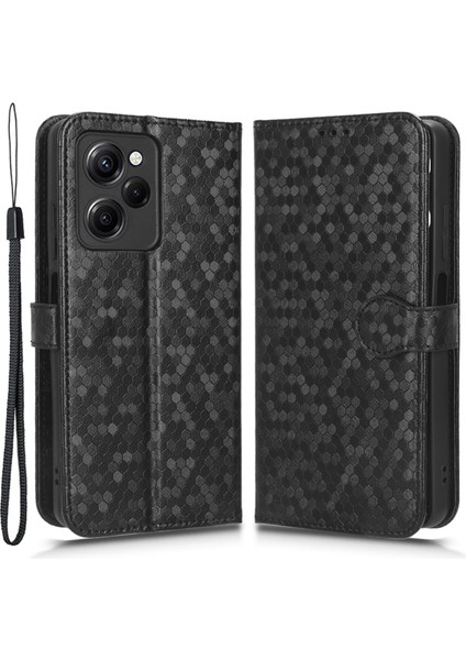 Xiaomi Poco X5 Pro 5g/redmi Için Note 12 Pro Speed ​​5g Desen Baskılı Deri Cüzdan Stand Kılıfı-Siyah (Yurt Dışından)